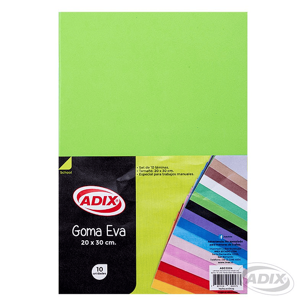 Goma Eva 20x30cm 10u Verde Claro (004) ADIX 1