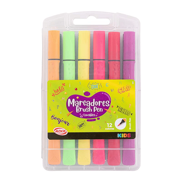Brush Pen Caja Plástica 12 Colores Kids (045) ADIX 2