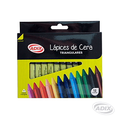 Lápiz Cera Triangular 12 Colores (007) ADIX