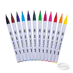Brush Pen Caja c/Broche 12 Colores (006) ADIX