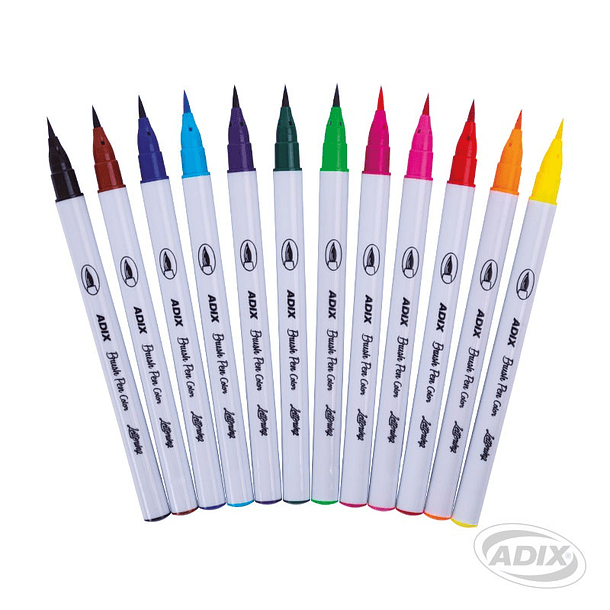 Brush Pen Caja c/Broche 12 Colores (006) ADIX 2