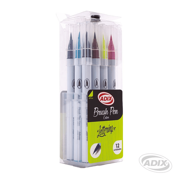 Brush Pen Caja c/Broche 12 Colores (006) ADIX 1