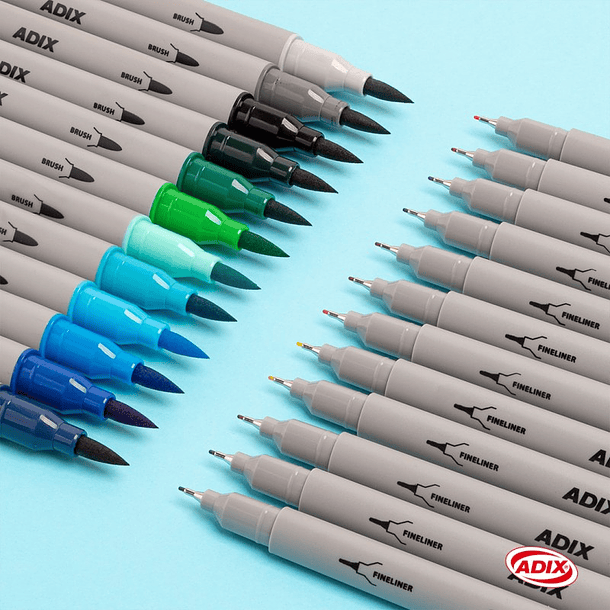 Brush Pen/Fineliner 24 Colores (039) ADIX 2