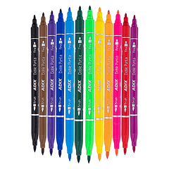 Brush Pen/Punta Fina 12 Colores Kids (044) ADIX