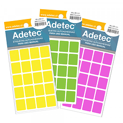 ETIQUETA MANUAL ADETEC - RECTANGULAR MIX FLUOR 19x23 MM