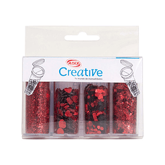 Set Confeti/Glitter Rojo 4u (022) CREATIVE