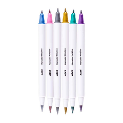 Brush Pen/Punta Fina 6 Colores Metálico (049) ADIX