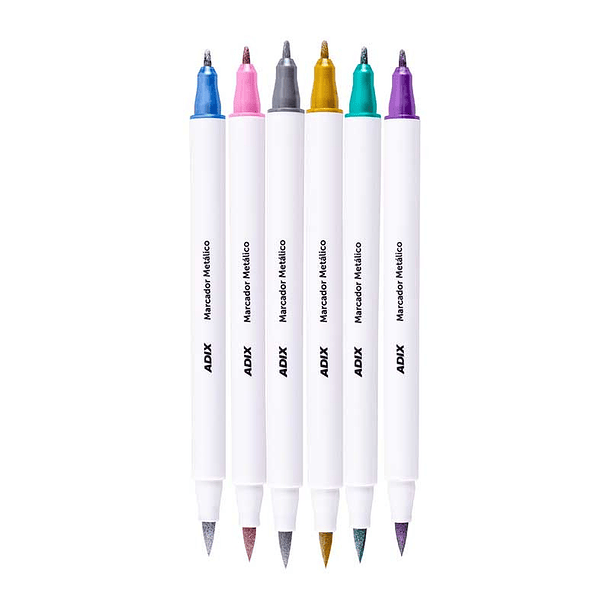 Brush Pen/Punta Fina 6 Colores Metálico (049) ADIX 2