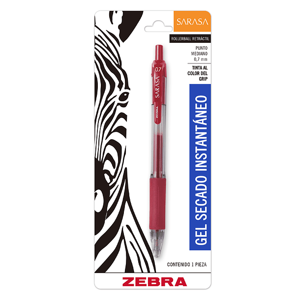 Sarasa Rojo Roller 0.7 Gel Blíster Bolígrafo Plástico - Zebra 2