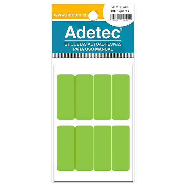 ETIQUETA MANUAL ADETEC - RECTANGULAR MIX FLUOR 20x50 MM 2