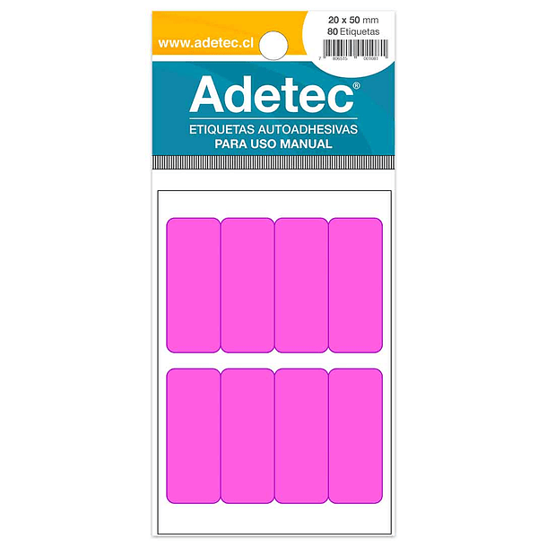 ETIQUETA MANUAL ADETEC - RECTANGULAR MIX FLUOR 20x50 MM 3