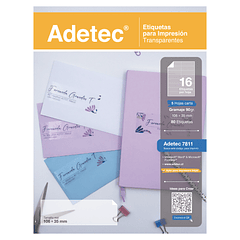 ETIQUETA INKJET/LASER ADETEC - CARTA TRANSPARENTE 106x35 MM 5 HOJAS