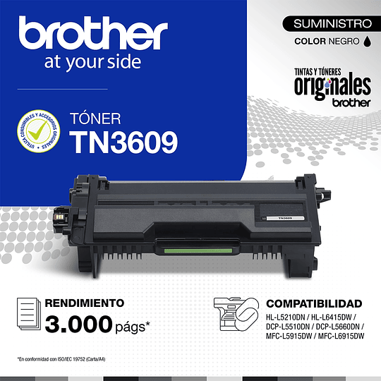 Tóner Brother TN 3609 Original | MFC L5915DW | MFC L6915DW | DCP L5510DN | DCP L5660DN