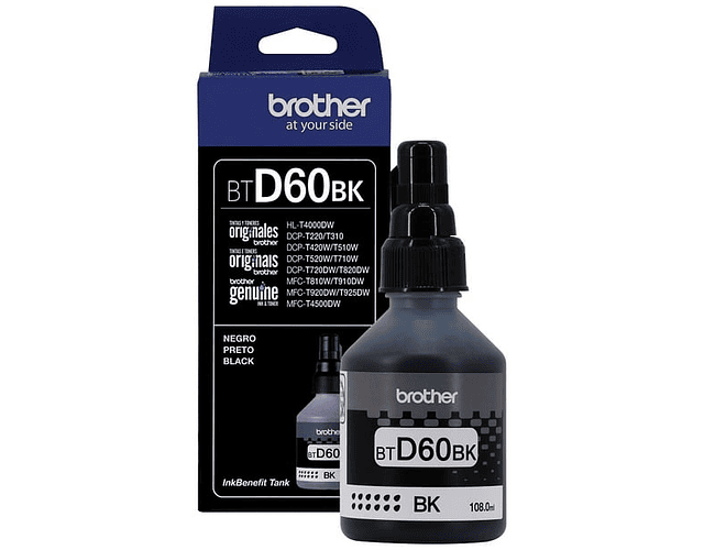 Pack 4 Tintas Originales Brother BT5001 y D60BK