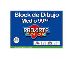 Block Medio N°99 1/8 20 Hjs 140G 37,7 X 27 cm Proarte
