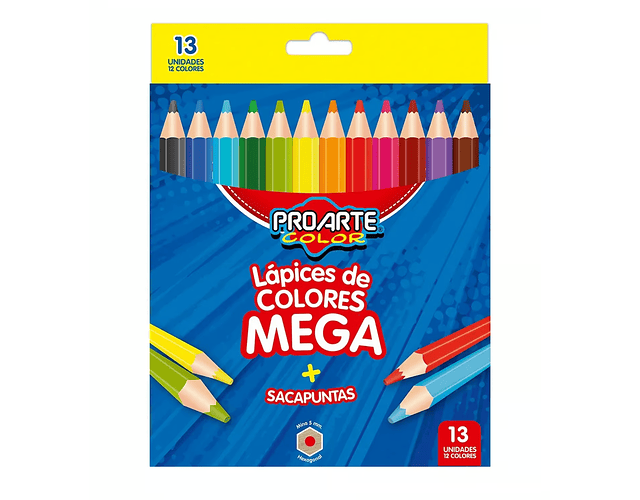 Lapices de 12 Colores Mega Proarte + Sacapunta