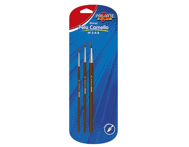 Blister 3 Pinceles Pelo de Camello N°2-4-8 Proarte