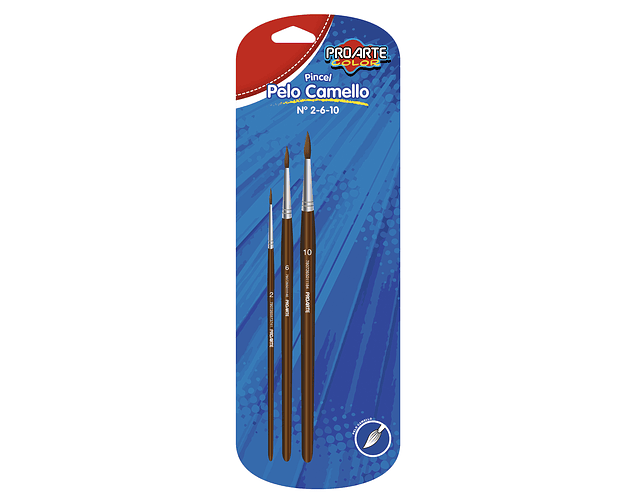 Blister 3 Pinceles Pelo de Camello N°2-6-10 Proarte