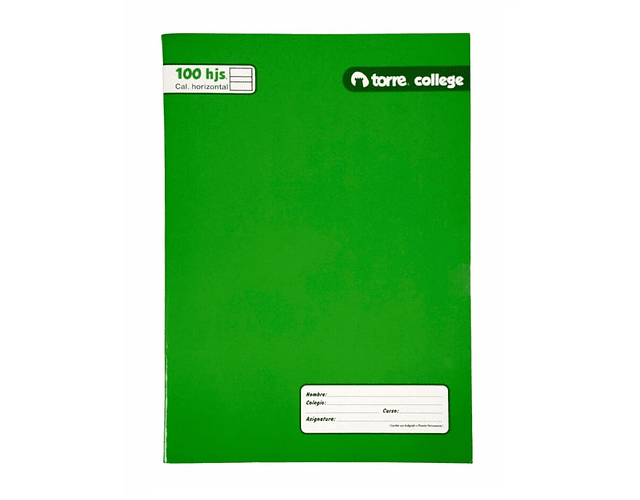 Cuaderno College Caligrafía Horizontal 100 Hjs Torre