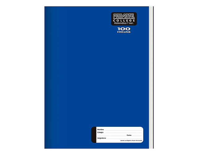 Cuaderno College Liso 100 Hjs 7mm Proarte
