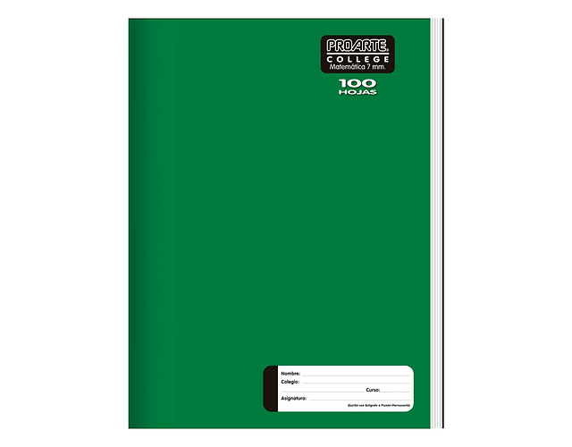 Cuaderno College Liso 100 Hjs 7mm Proarte