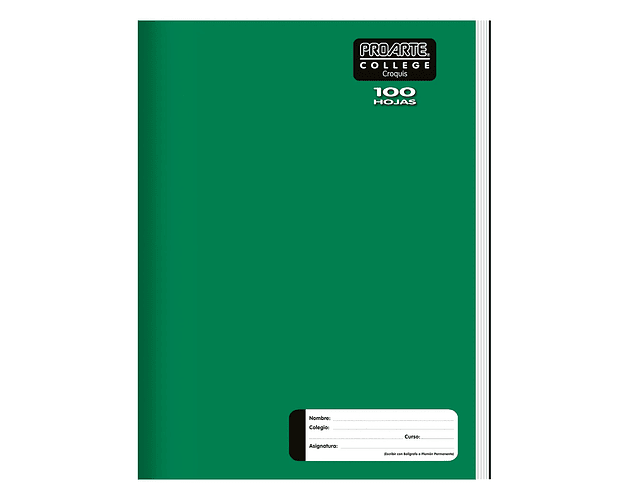 Cuaderno College Croquis 100 Hjs Proarte