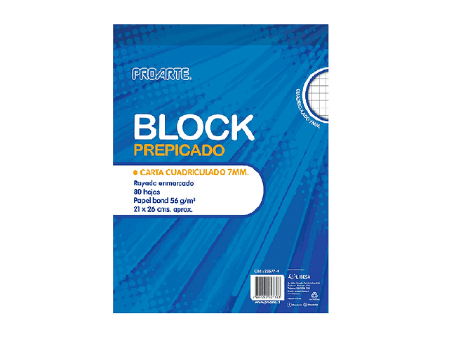 Block Prepicado Carta 80 Hjs 21 x 26 cms Proarte