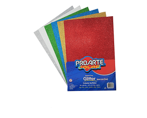 Set 6 Goma Eva Glitter Proarte 