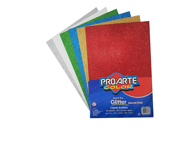 Set 6 Goma Eva Glitter Proarte 