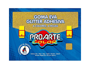 Estuche Goma Eva Glitter Adhesiva 6 Col. 20x30 Proarte