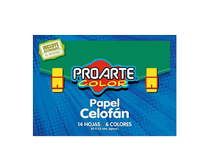 Estuche Papel Celofán 14 Hjs 6 Col. Surt. 33x30 cms Proarte