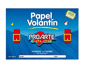 Estuche Papel Volantín 9 Hjs 6 Col. 55x76 cms Proarte