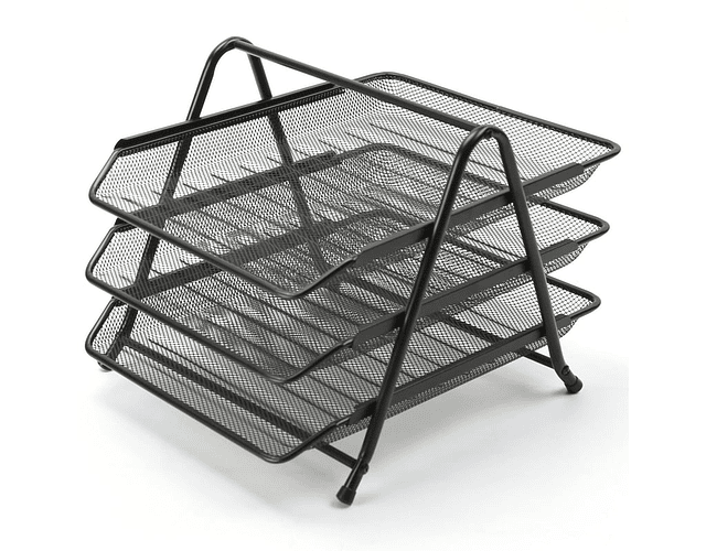 Bandeja de Escritorio Triple Malla Metal Negra Selloffice