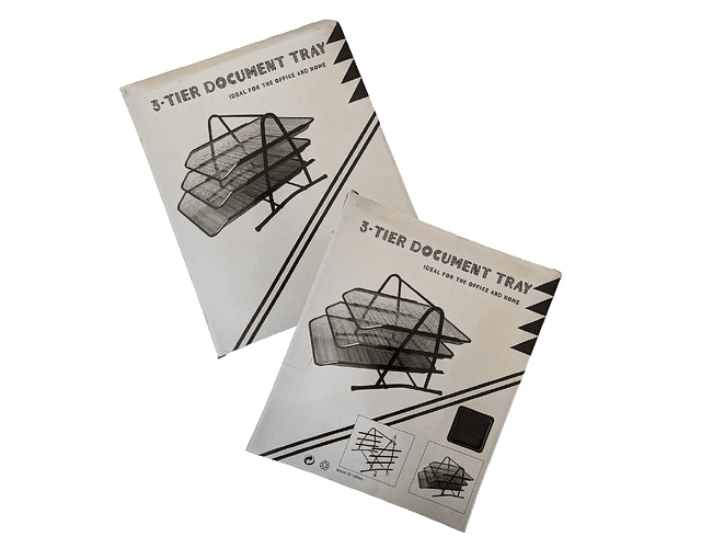 Bandeja de Escritorio Triple Malla Metal Negra Selloffice