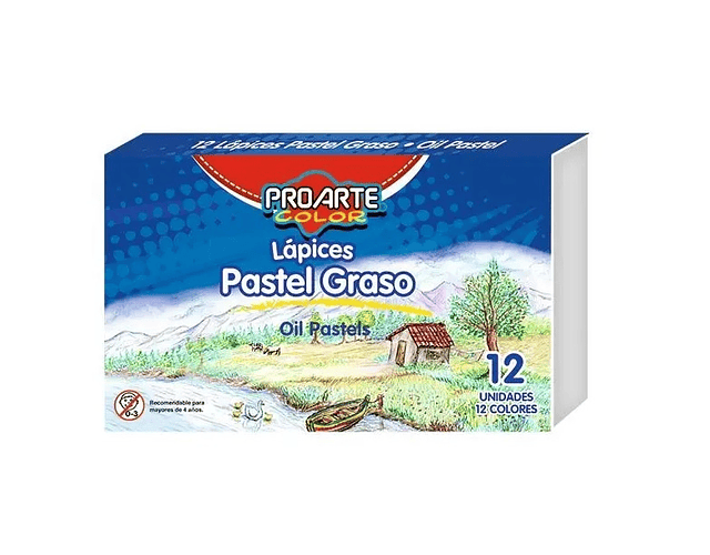 Lapices Pastel Graso de 12 Colores Proarte