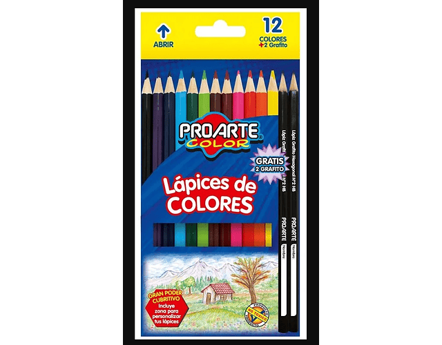 Lapices De 12 Colores + 2 Grafito de Regalo Proarte
