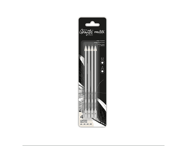Set 4 Lapices Grafito Profesional Proarte