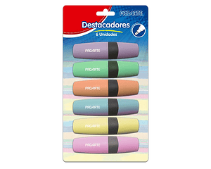 Blister 6 Destacadores Tonos Pasteles Proarte