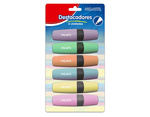 Blister 6 Destacadores Tonos Pasteles Proarte