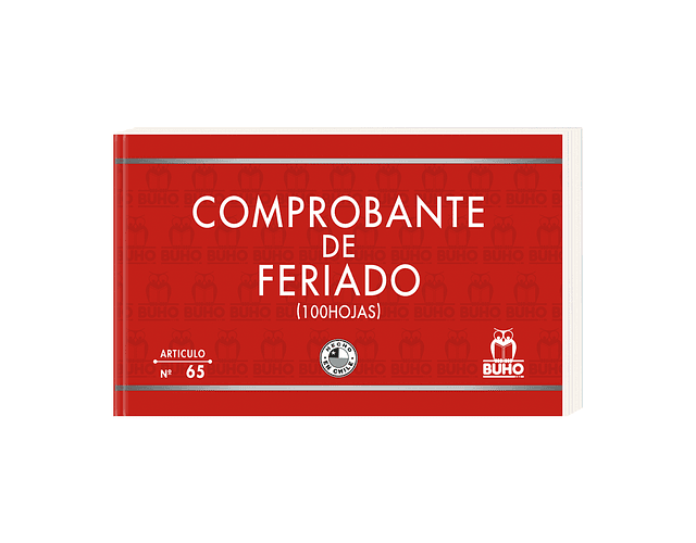 Comprobante de Feriado 100 Hjs Buho