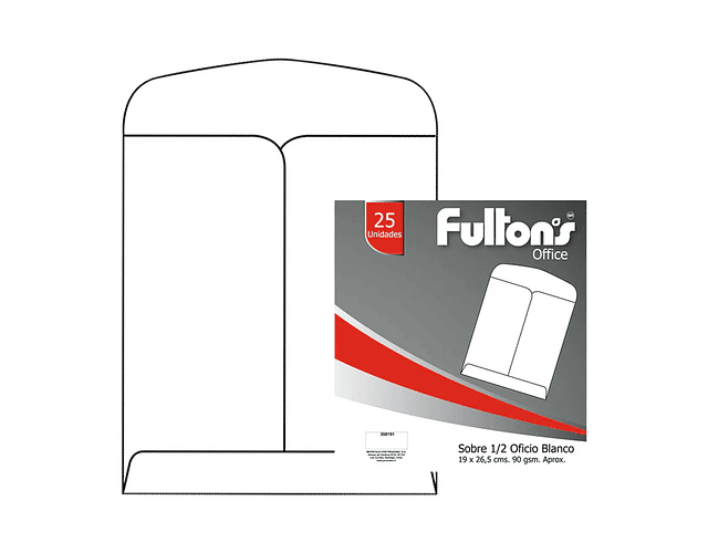 Sobre 1/2 oficio 18,8X26,5CMS 25 und.