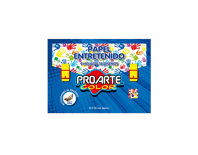 Estuche Papel Entretenido 9 Hjs 18 Diseños 32x24 cms Proarte