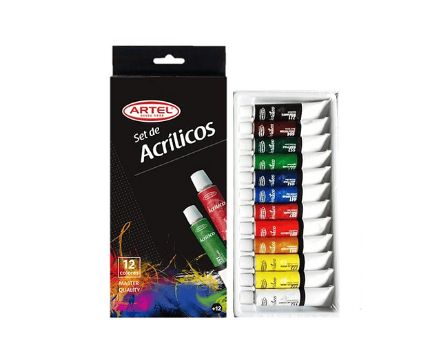 Set Acrílicos Artel 12 Colores De 12Ml