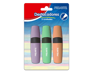 Blister 3 Destacadores Pasteles Proarte