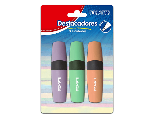 Blister 3 Destacadores Pasteles Proarte
