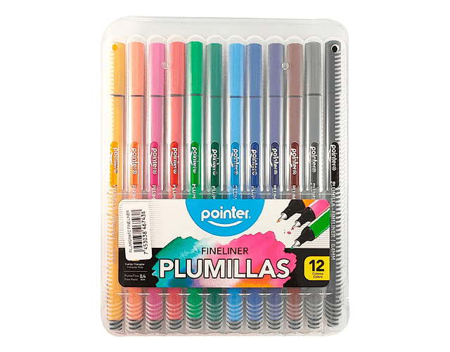 Plumillas Fineliner 12 Colores Pointer