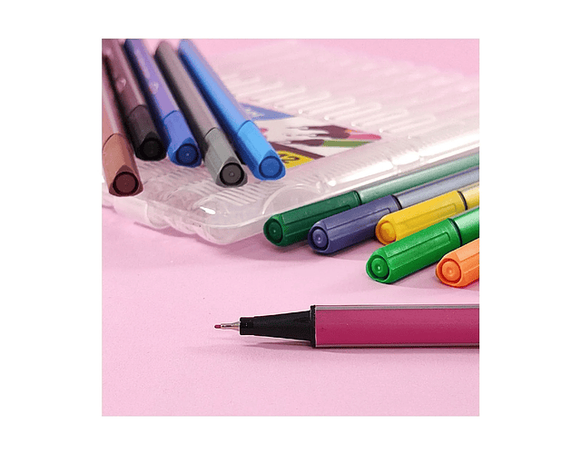 Plumillas Fineliner 12 Colores Pointer