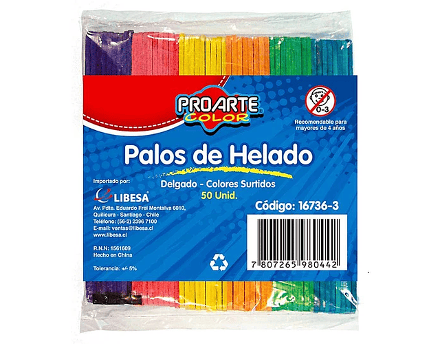 Palos de helado distintos tamaños