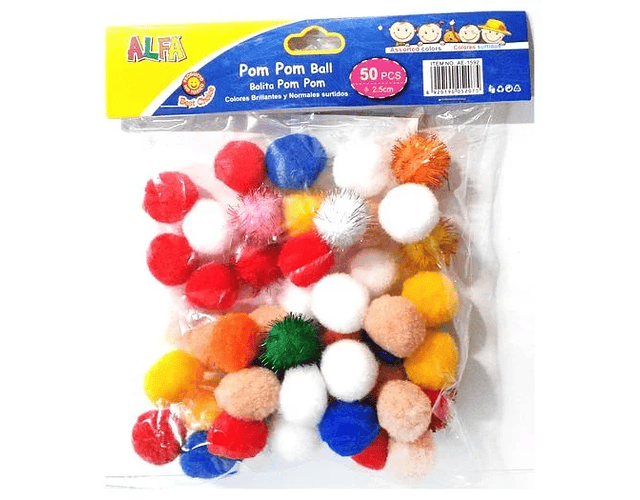Pompom surtido 2,5cm  50unid