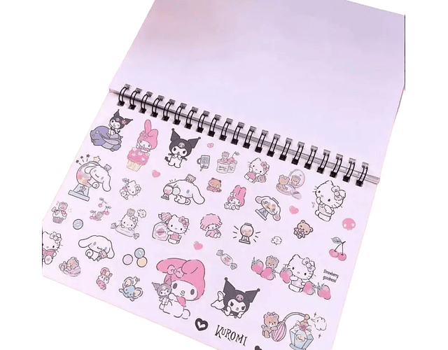 LIBRETA ARGOLLADA DE STICKERS SANRIO